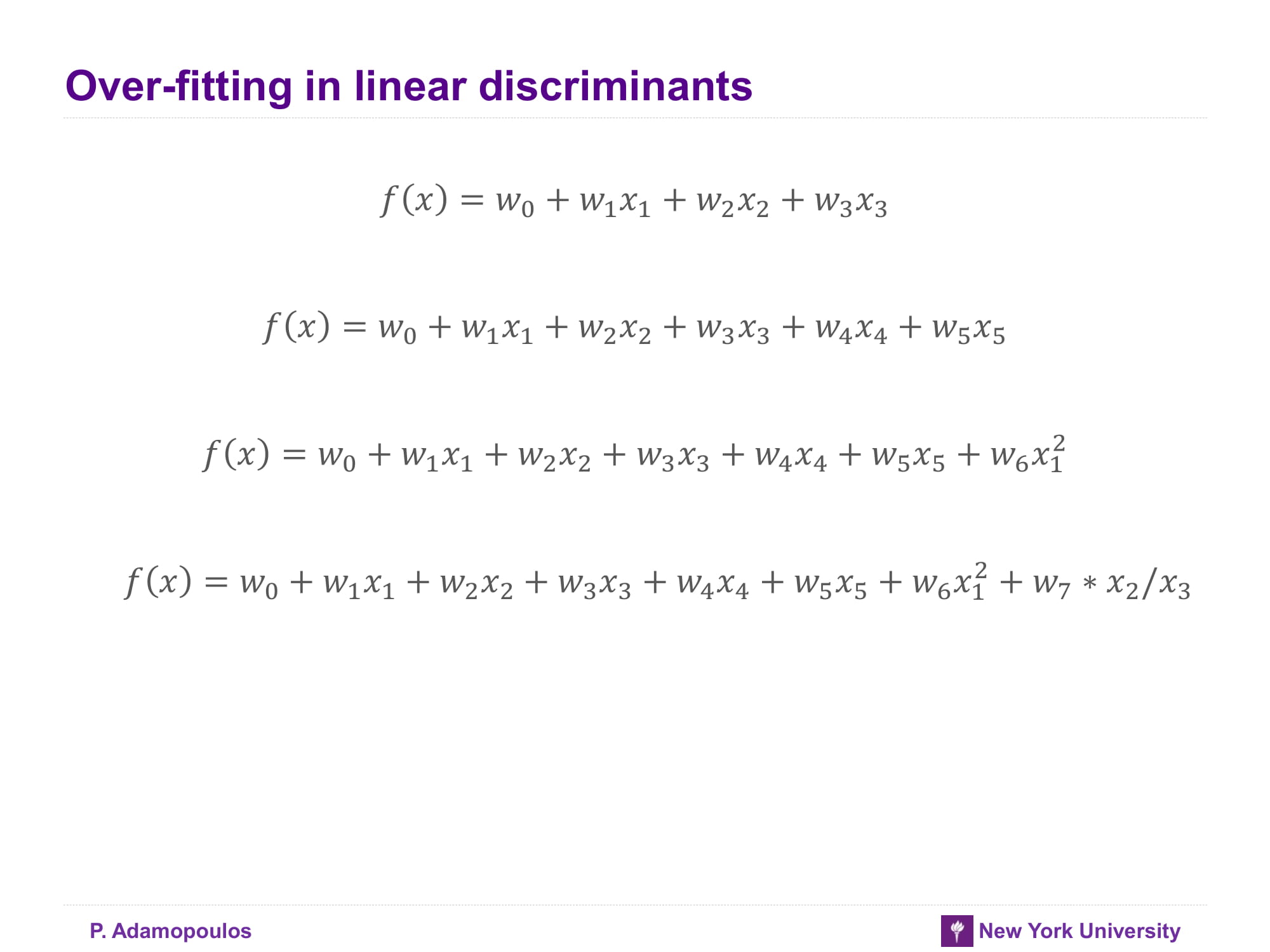 Over-fitting in linear discriminants