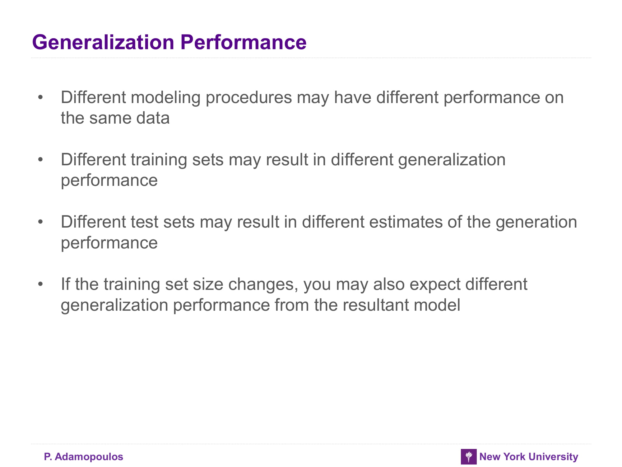 Generalization Performance